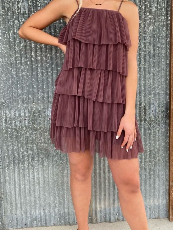 Listicle Dresses & Skirts - Listicle Mauve Tiered Ruffle Mini Dress